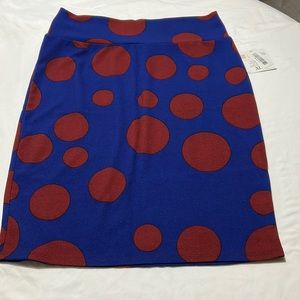 NWOT LulaRoe Cassie Pencil Skirt Plus XL Purple/Blue Maroon Polka Dot